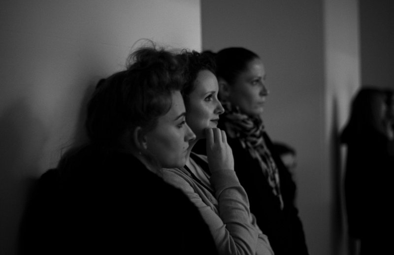 The audience outside the recording studio at PJ Harvey's Recording in Progress, January 2015. Photograph: Seamus Murphy
