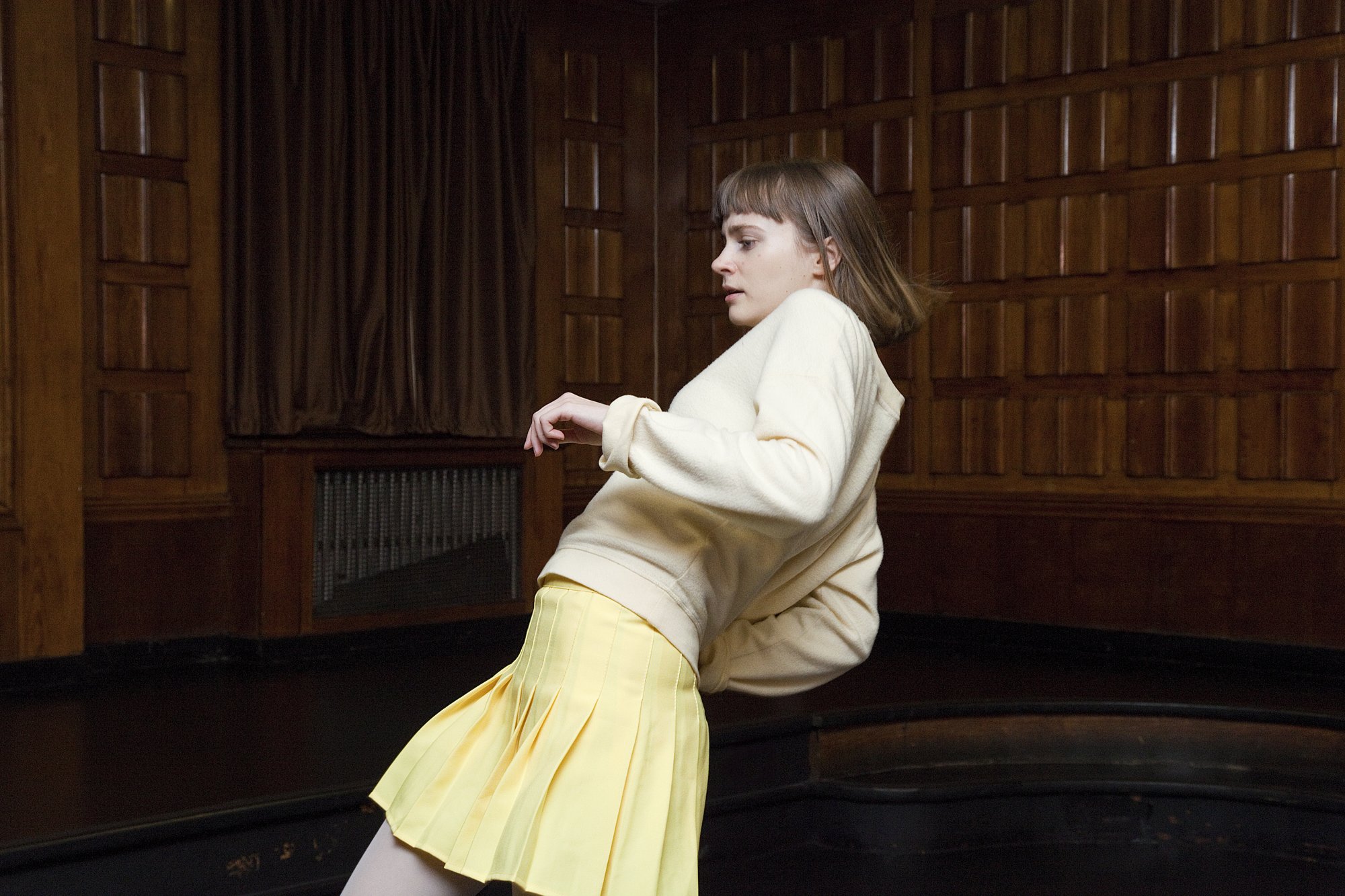 Image: Performer Grace during the dress rehearsal for The Touching Contract in The Court Room at Toynbee Studios, 10 November (2016). Photograph: Miriam O'Connor 